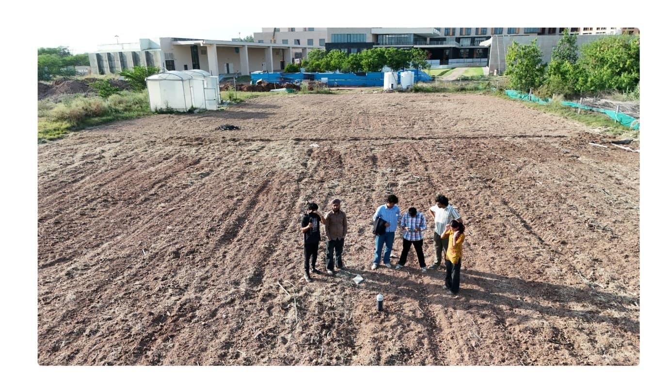 Drone shot of a smart fan for drip irrigation, built by students